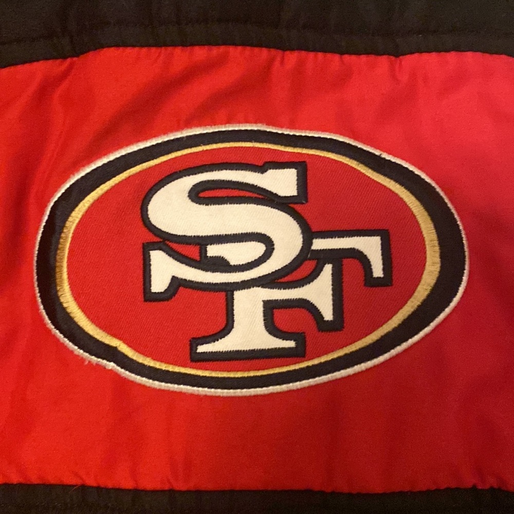 49ers vintage vest puffer men puffer large sports attire nfl short sleeve jacket - Picture 2 of 6